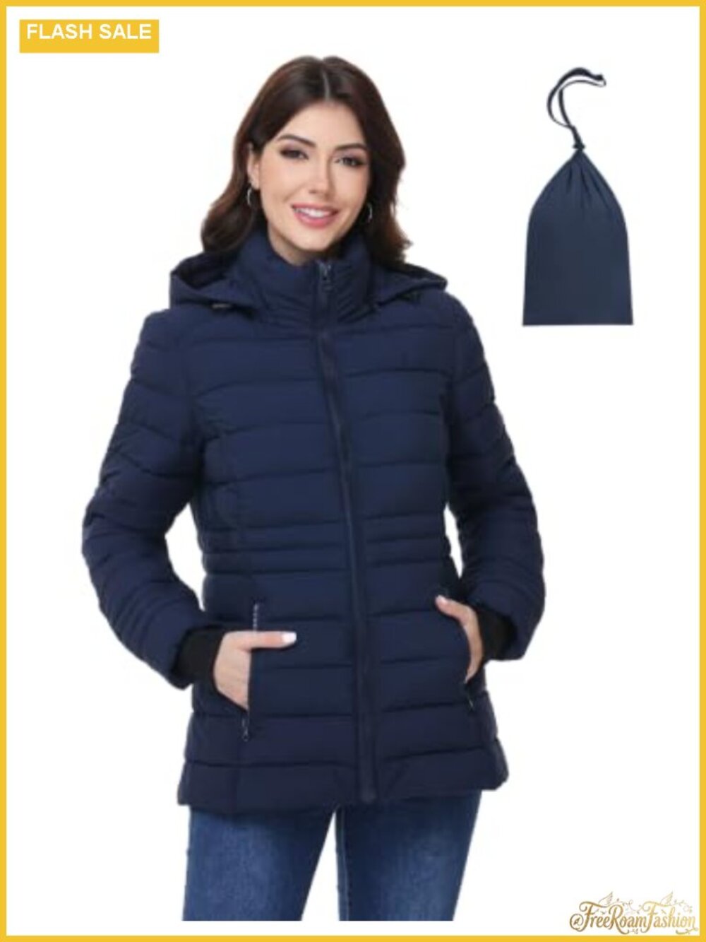 Packable Lightweight Puffer Jacket Quilted Slim Fit Zip Coat